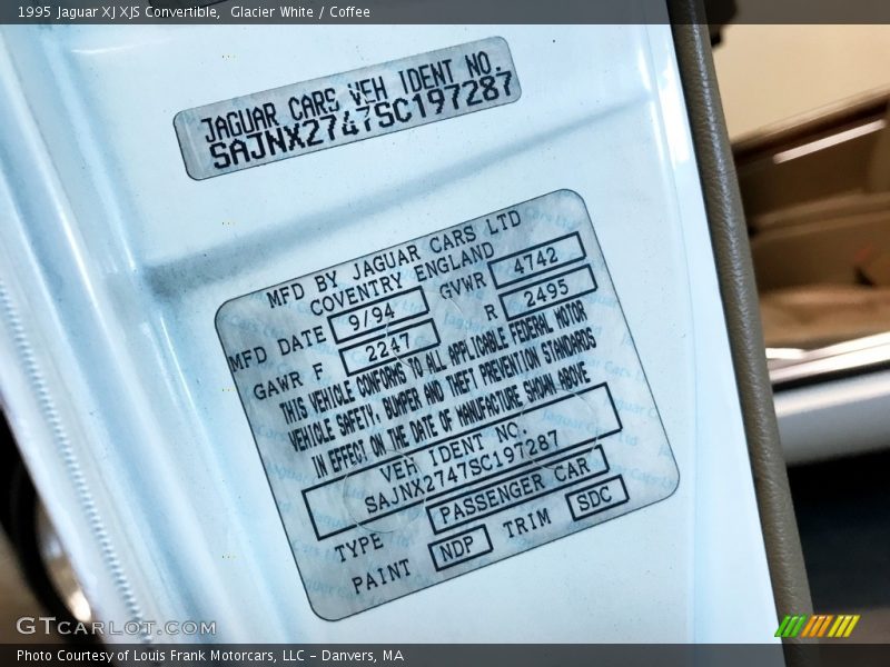 Glacier White / Coffee 1995 Jaguar XJ XJS Convertible