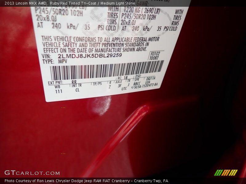 Ruby Red Tinted Tri-Coat / Medium Light Stone 2013 Lincoln MKX AWD