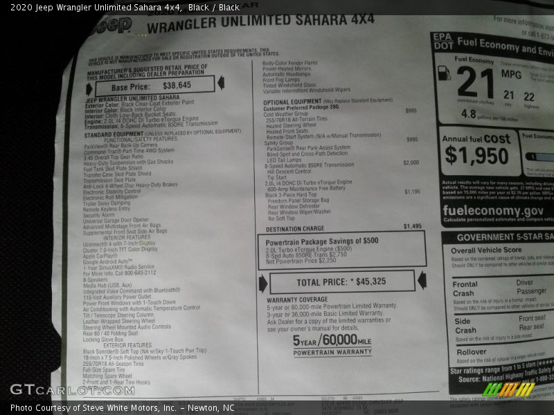 Black / Black 2020 Jeep Wrangler Unlimited Sahara 4x4