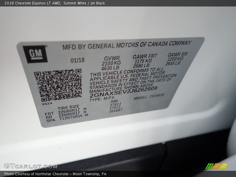 Summit White / Jet Black 2018 Chevrolet Equinox LT AWD