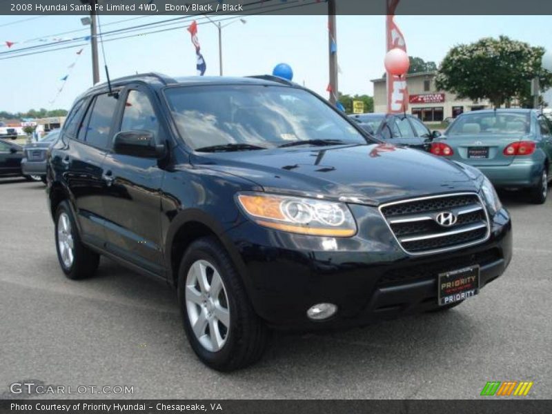 Ebony Black / Black 2008 Hyundai Santa Fe Limited 4WD