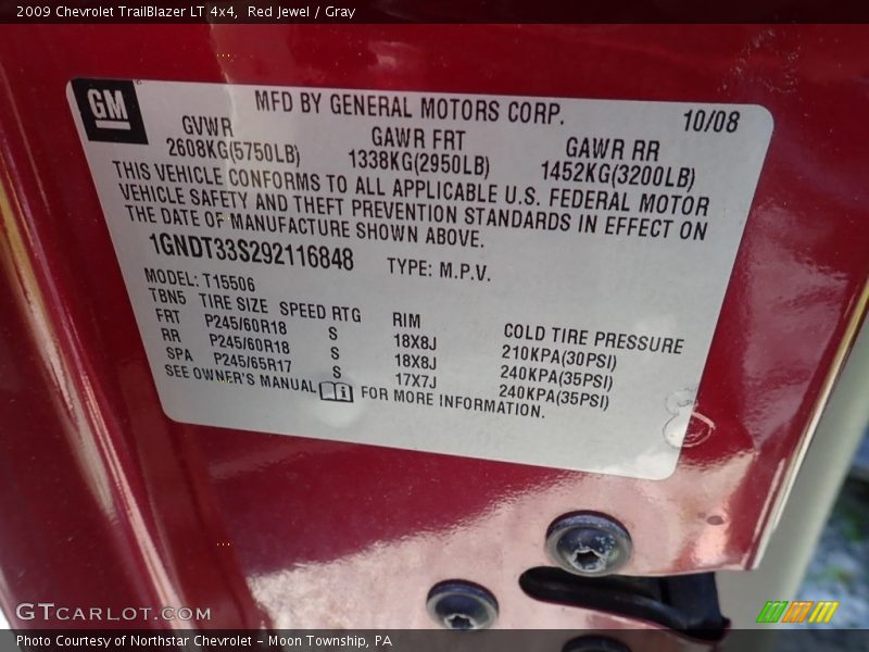 Red Jewel / Gray 2009 Chevrolet TrailBlazer LT 4x4
