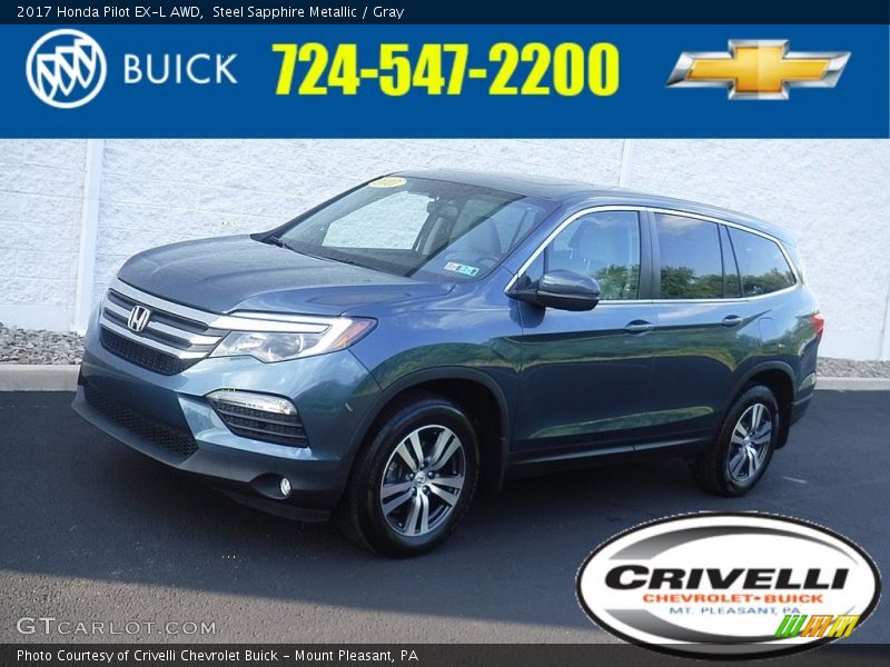 Steel Sapphire Metallic / Gray 2017 Honda Pilot EX-L AWD