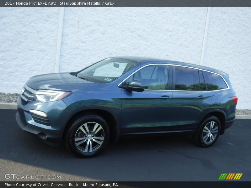 Steel Sapphire Metallic / Gray 2017 Honda Pilot EX-L AWD