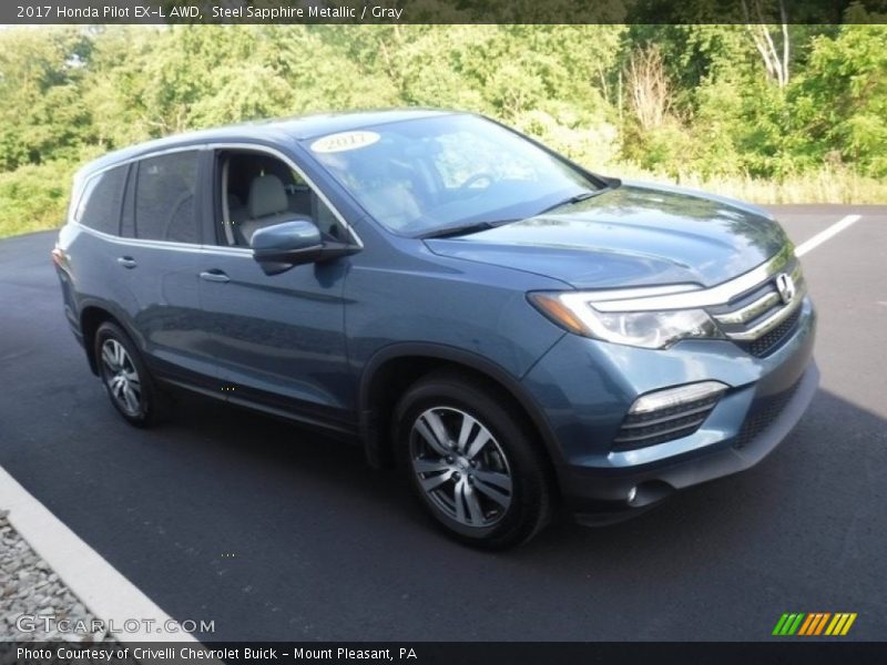 Steel Sapphire Metallic / Gray 2017 Honda Pilot EX-L AWD