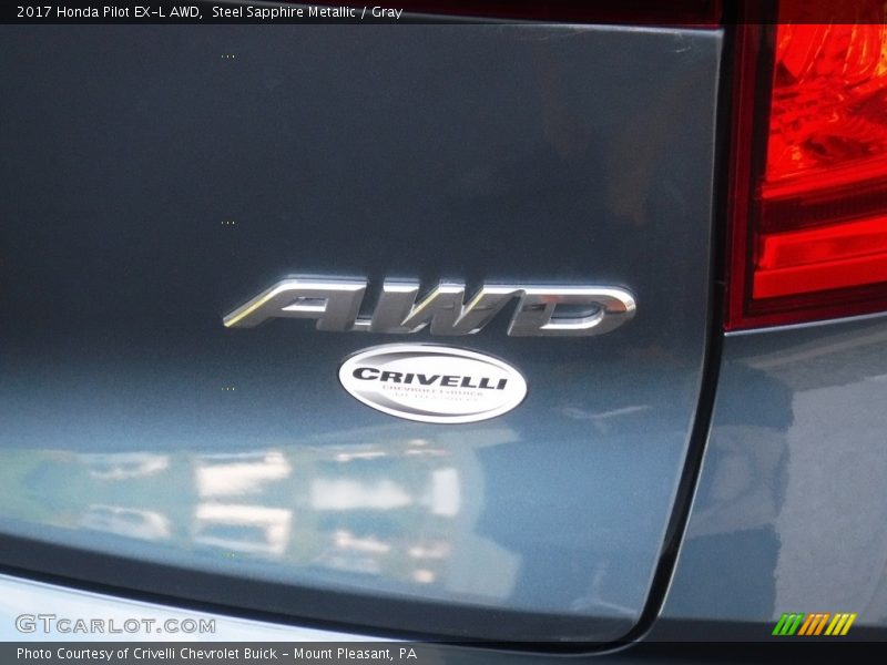 Steel Sapphire Metallic / Gray 2017 Honda Pilot EX-L AWD