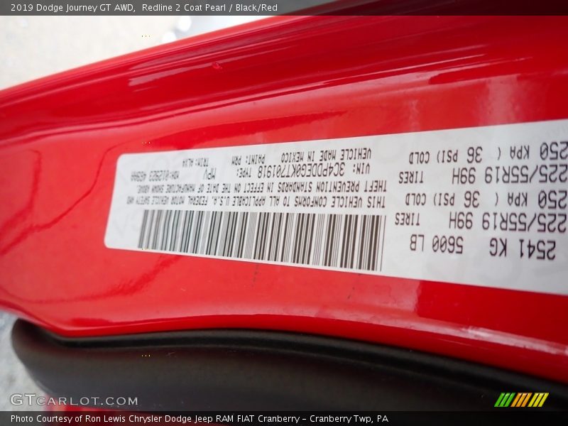 2019 Journey GT AWD Redline 2 Coat Pearl Color Code PRM