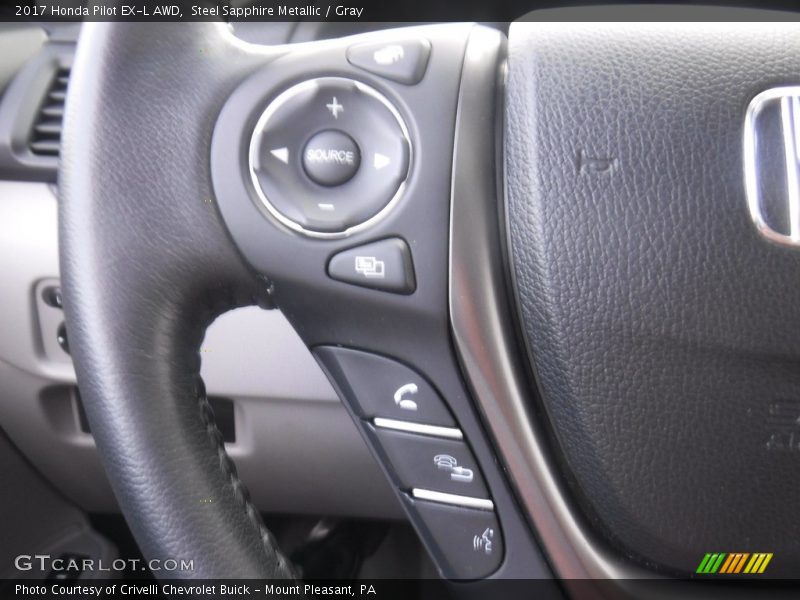 Steel Sapphire Metallic / Gray 2017 Honda Pilot EX-L AWD