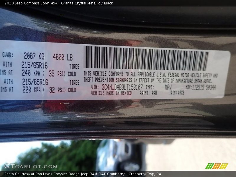 Granite Crystal Metallic / Black 2020 Jeep Compass Sport 4x4