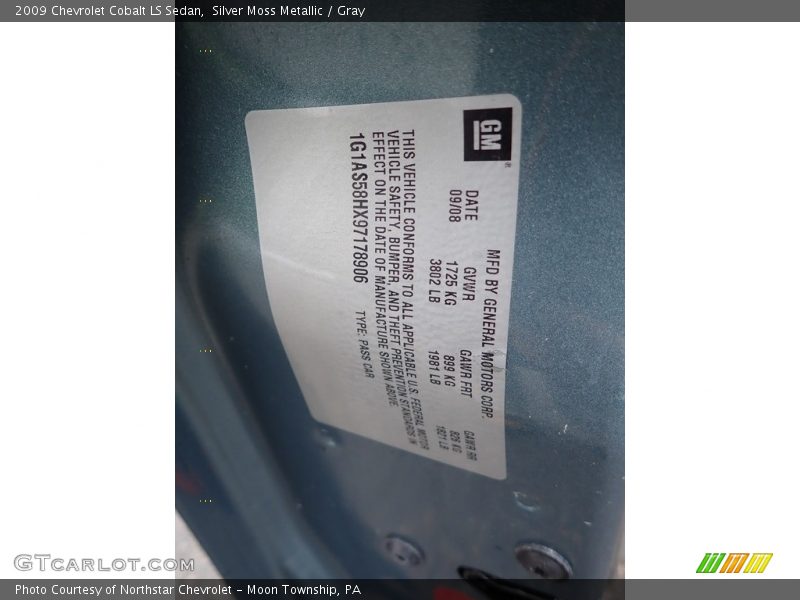 Silver Moss Metallic / Gray 2009 Chevrolet Cobalt LS Sedan