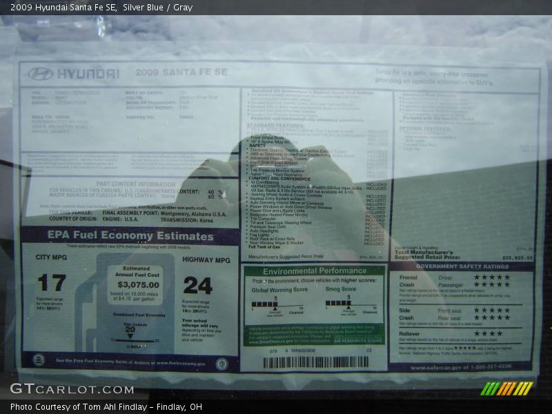 Silver Blue / Gray 2009 Hyundai Santa Fe SE