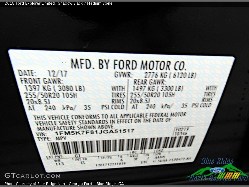 Shadow Black / Medium Stone 2018 Ford Explorer Limited