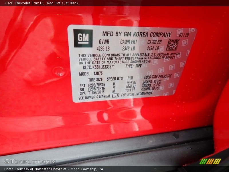 Red Hot / Jet Black 2020 Chevrolet Trax LS
