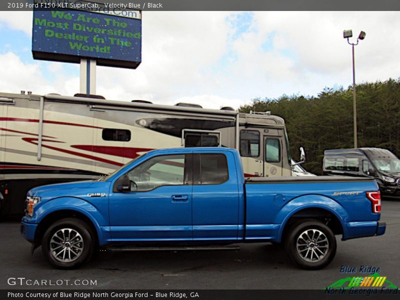 Velocity Blue / Black 2019 Ford F150 XLT SuperCab