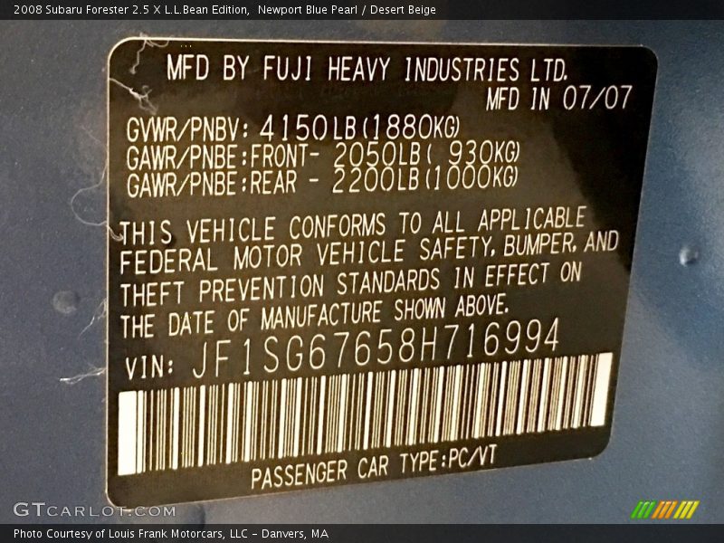 Newport Blue Pearl / Desert Beige 2008 Subaru Forester 2.5 X L.L.Bean Edition