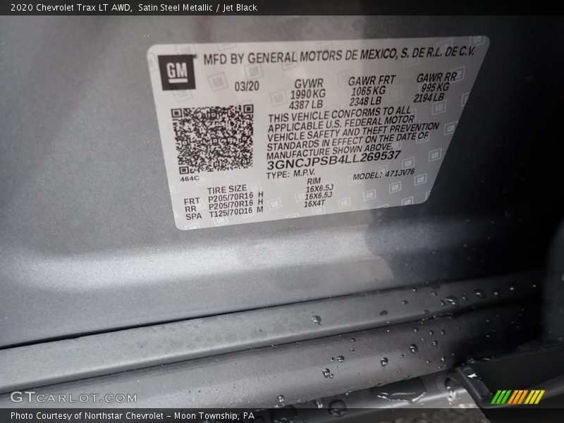Satin Steel Metallic / Jet Black 2020 Chevrolet Trax LT AWD