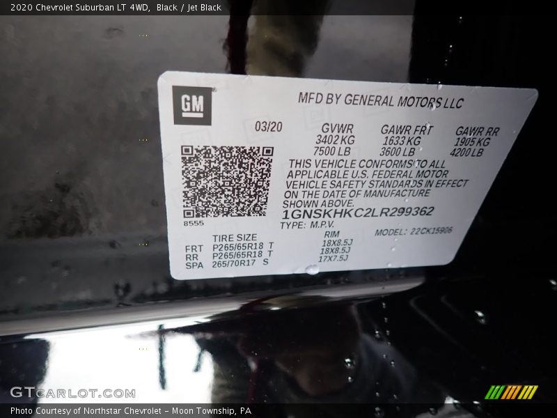 Black / Jet Black 2020 Chevrolet Suburban LT 4WD