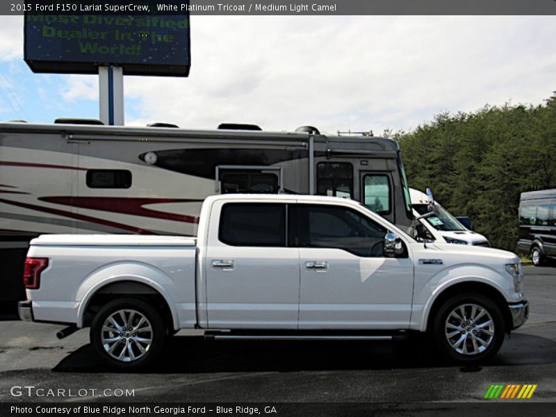 White Platinum Tricoat / Medium Light Camel 2015 Ford F150 Lariat SuperCrew