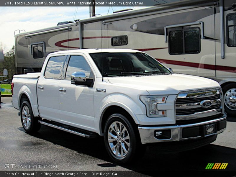 White Platinum Tricoat / Medium Light Camel 2015 Ford F150 Lariat SuperCrew