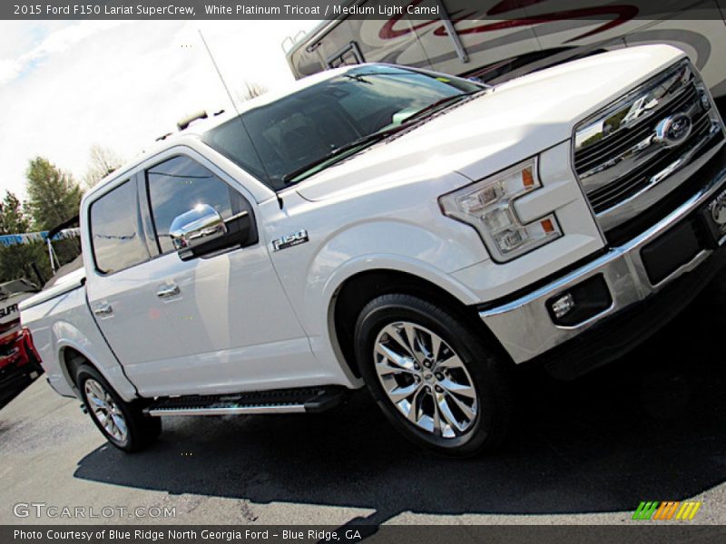 White Platinum Tricoat / Medium Light Camel 2015 Ford F150 Lariat SuperCrew