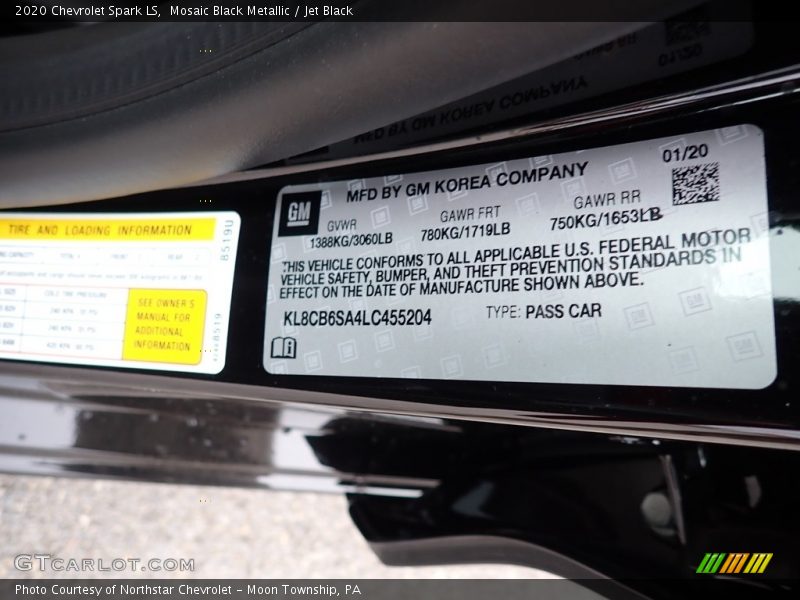 Mosaic Black Metallic / Jet Black 2020 Chevrolet Spark LS