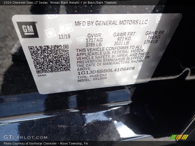 Mosaic Black Metallic / Jet Black/Dark Titanium 2020 Chevrolet Sonic LT Sedan
