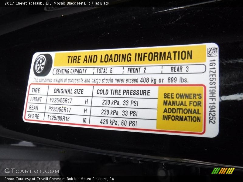 Mosaic Black Metallic / Jet Black 2017 Chevrolet Malibu LT