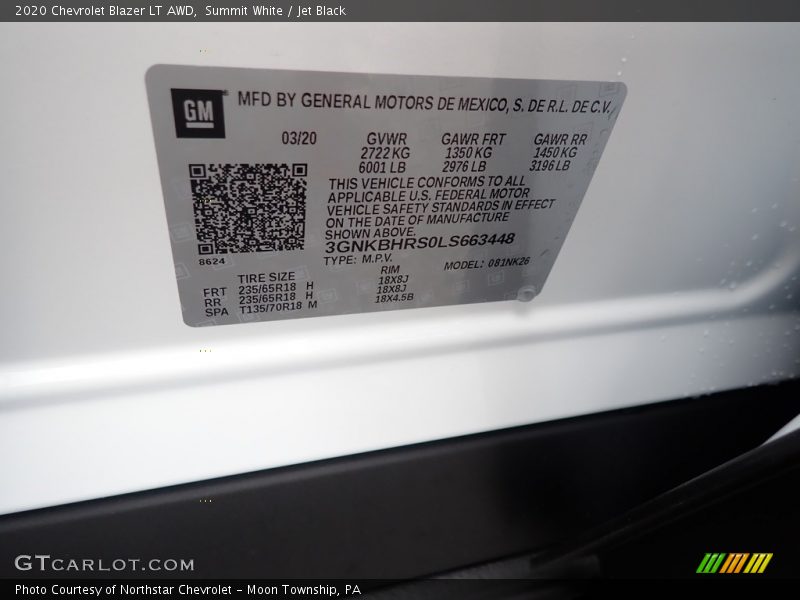 Summit White / Jet Black 2020 Chevrolet Blazer LT AWD