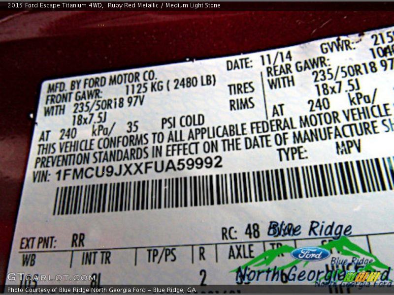 Ruby Red Metallic / Medium Light Stone 2015 Ford Escape Titanium 4WD