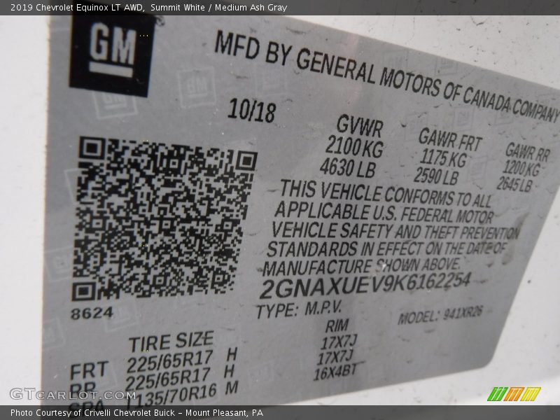 Summit White / Medium Ash Gray 2019 Chevrolet Equinox LT AWD