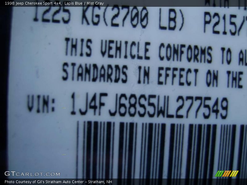 Lapis Blue / Mist Gray 1998 Jeep Cherokee Sport 4x4