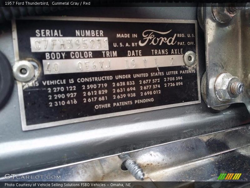 Gunmetal Gray / Red 1957 Ford Thunderbird