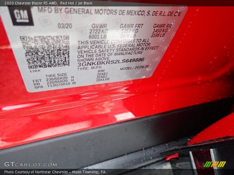 Red Hot / Jet Black 2020 Chevrolet Blazer RS AWD