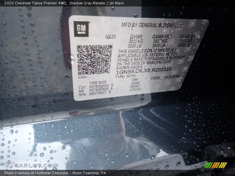 Shadow Gray Metallic / Jet Black 2020 Chevrolet Tahoe Premier 4WD