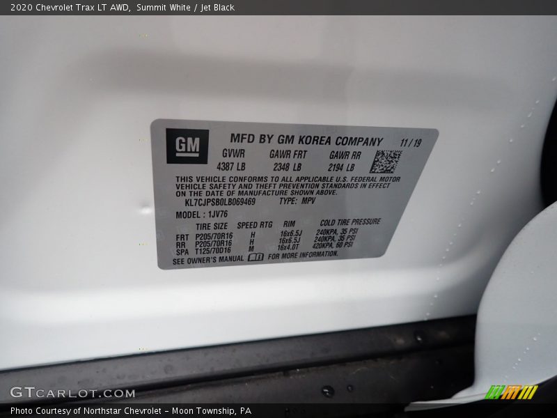 Summit White / Jet Black 2020 Chevrolet Trax LT AWD