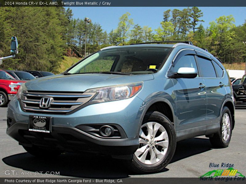 Twilight Blue Metallic / Gray 2014 Honda CR-V EX-L AWD