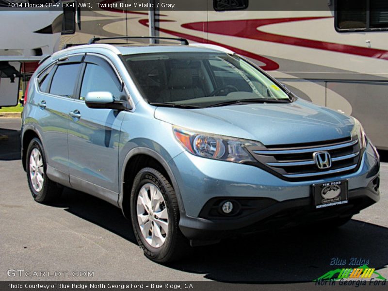 Twilight Blue Metallic / Gray 2014 Honda CR-V EX-L AWD