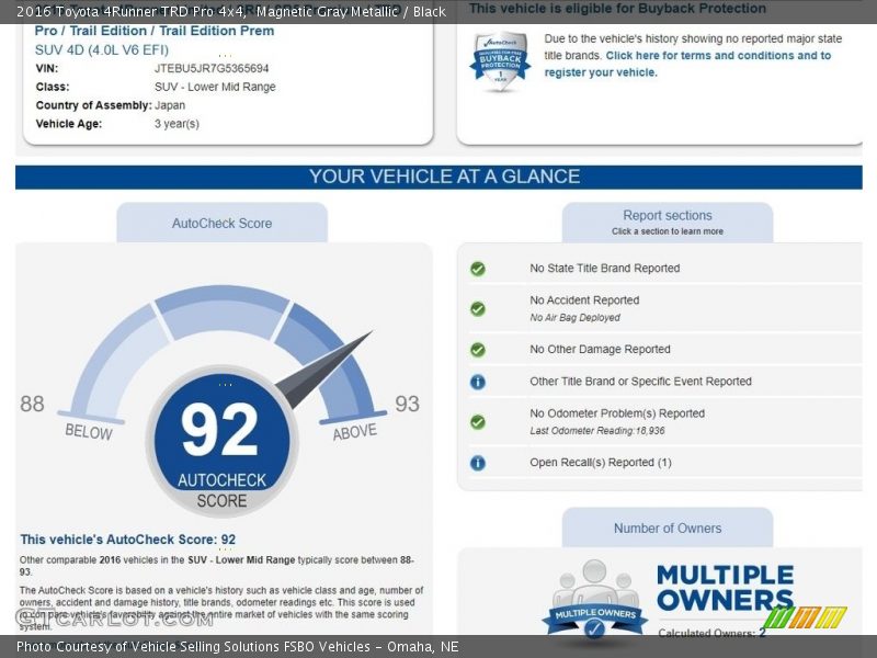 Magnetic Gray Metallic / Black 2016 Toyota 4Runner TRD Pro 4x4