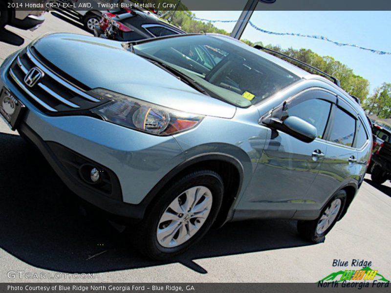 Twilight Blue Metallic / Gray 2014 Honda CR-V EX-L AWD