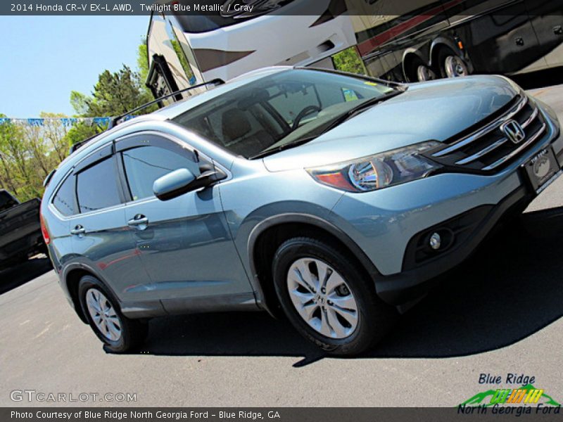 Twilight Blue Metallic / Gray 2014 Honda CR-V EX-L AWD
