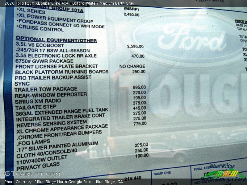 Oxford White / Medium Earth Gray 2020 Ford F150 XL SuperCrew 4x4