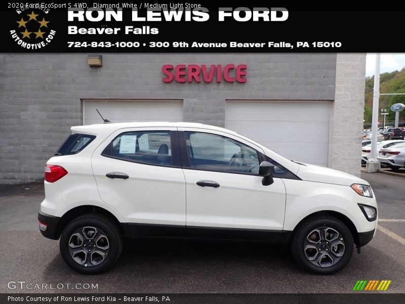 Diamond White / Medium Light Stone 2020 Ford EcoSport S 4WD