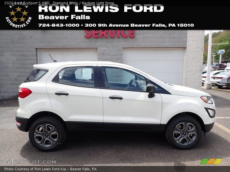Diamond White / Medium Light Stone 2020 Ford EcoSport S 4WD