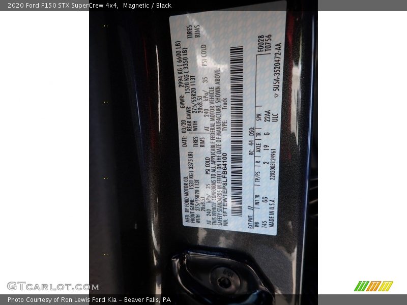 Magnetic / Black 2020 Ford F150 STX SuperCrew 4x4