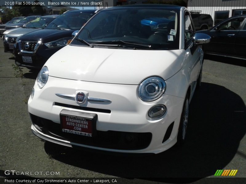 Bianco White Ice / Nero (Black) 2018 Fiat 500 Lounge