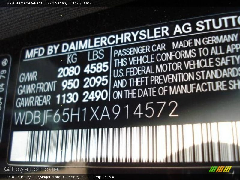 Black / Black 1999 Mercedes-Benz E 320 Sedan