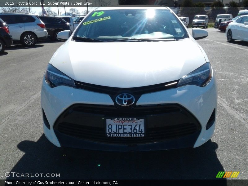 Super White / Steel Gray 2019 Toyota Corolla L