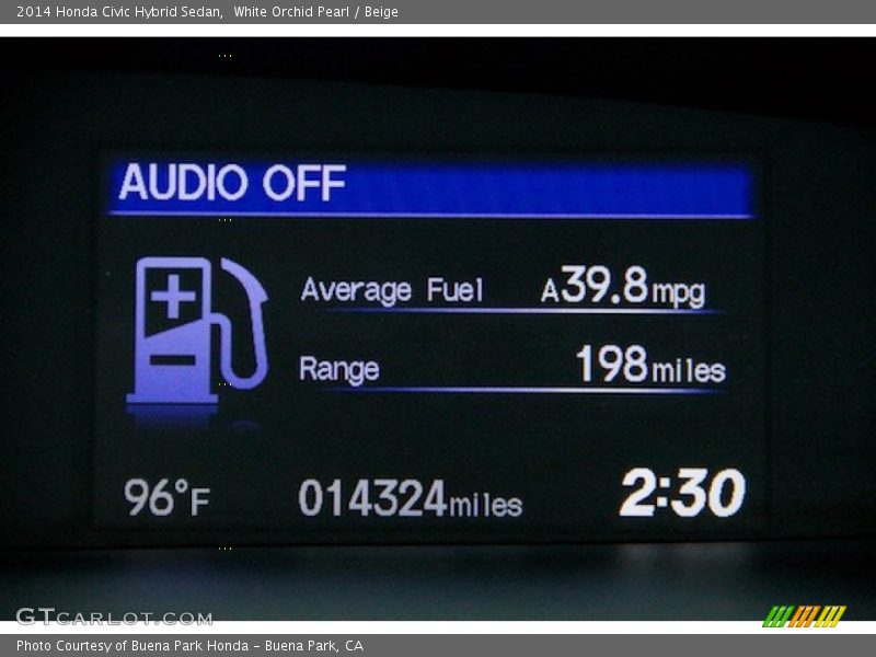 White Orchid Pearl / Beige 2014 Honda Civic Hybrid Sedan