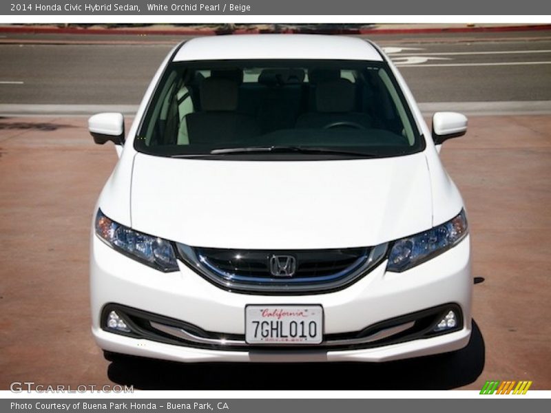 White Orchid Pearl / Beige 2014 Honda Civic Hybrid Sedan
