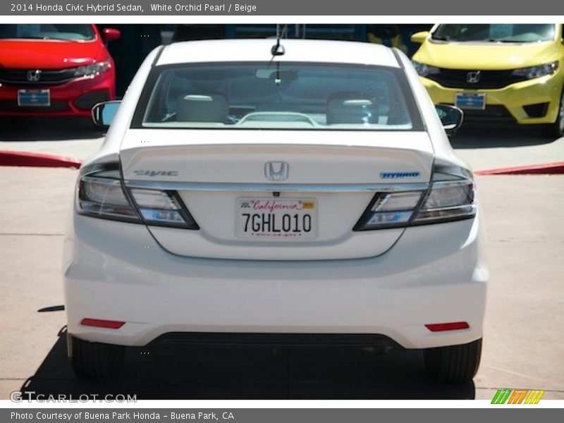 White Orchid Pearl / Beige 2014 Honda Civic Hybrid Sedan